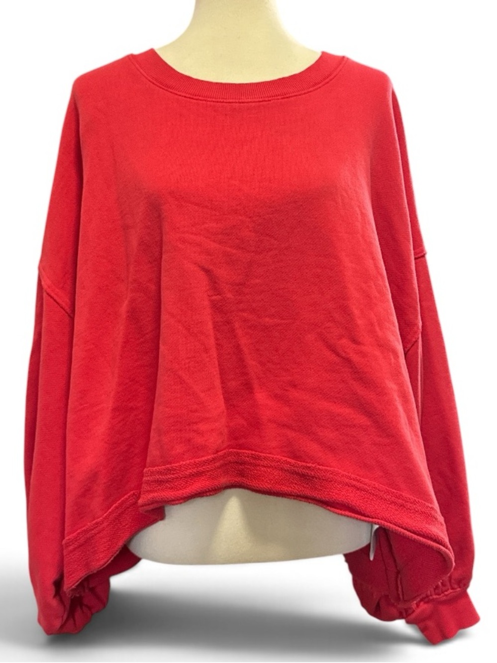 Free People Oversized Red Boxy Drop-Shoulder Sweatshirt #753